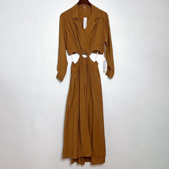 Young Fabulous & Broke Brown Derby Maxi Dress Size Large - Picture 1 of 12